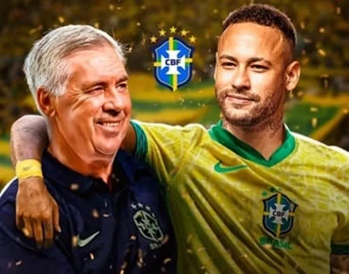 Ancelotti và Neymar ở tuyển Brazil.