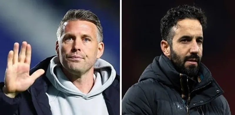 HLV Rob Edwards (Wolves) và Ruben Amorim (Man United)