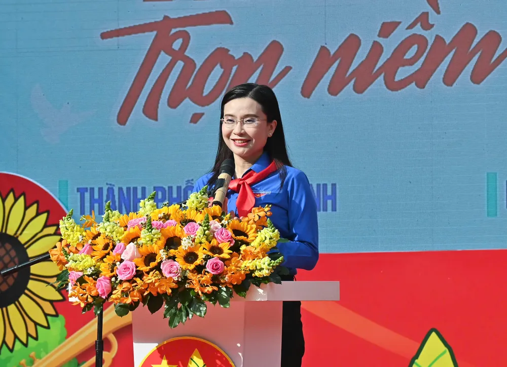 Đồng chí Nguyễn Phạm Duy Trang phát biểu khai mạc chương trình. Ảnh: VIỆT DŨNG z6496936365478_3f08afe3aefcb1fd57f8711a92032193.jpg