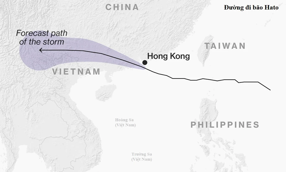 Bão Hato tức cơn bão số 6 suy yếu thành ATNT ảnh hưởng tới Việt Nam. Ảnh: BLOOMBERG