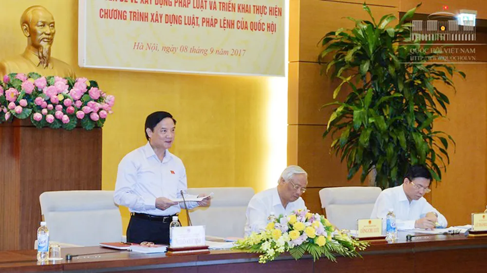 Hội nghị chuyên đề về xây dựng pháp luật và triển khai Chương trình xây dựng luật, pháp lệnh của Quốc hội. Ảnh: QUOCHOI.VN