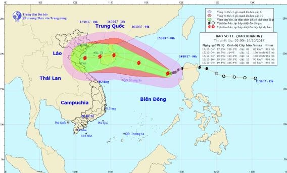 Hình ảnh đường đi của cơn bão số 11