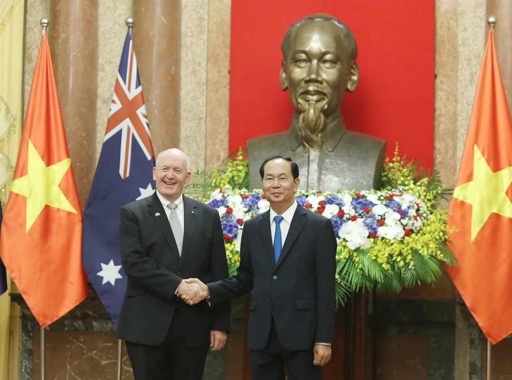 Chủ tịch nước Trần Đại Quang và Toàn quyền Australia Peter Cosgrove tại cuộc hội đàm. Ảnh: VGP