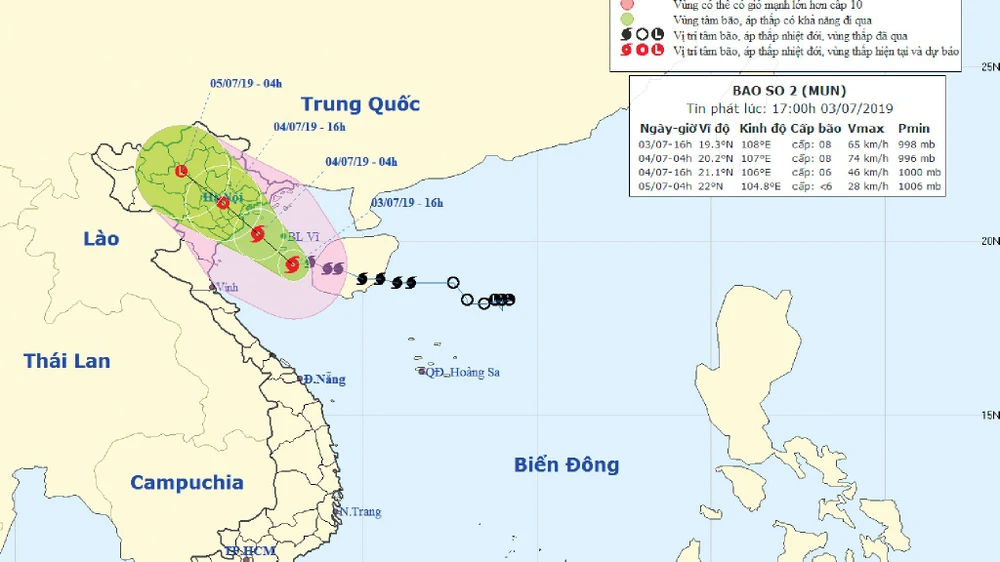 Sơ đồ đường đi của bão số 2