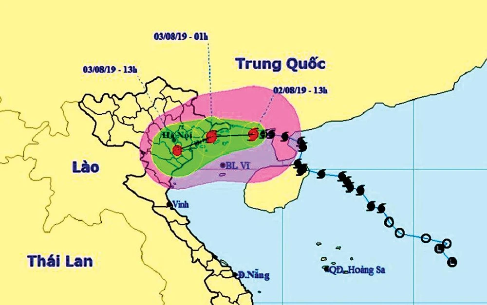 Bản đồ đường đi của bão số 3