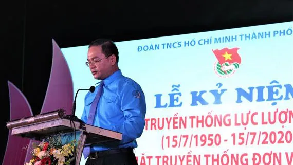 Bí thư Thành đoàn Hà Nội Nguyễn Ngọc Việt phát biểu tại chương trình. Ảnh: TTXVN
