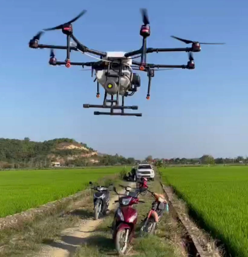 Đưa máy bay không người lái vào phun thuốc trừ sâu, thăm đồng lúa nhằm phát triển lúa chất lượng cao