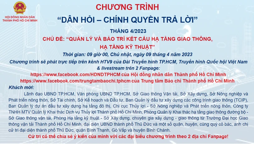 Chương trình “Dân hỏi - Chính quyền trả lời” tháng 4-2023: Quản lý và bảo trì kết cấu hạ tầng giao thông, hạ tầng kỹ thuật