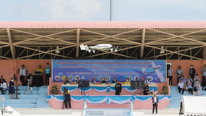 Chiếc máy bay được sử dụng trong cuộc thử nghiệm của Bộ Y tế Thái Lan. Ảnh: Bộ Y tế Thái Lan