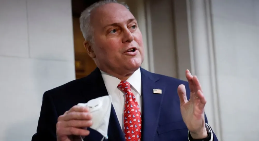 Lãnh đạo phe đa số Hạ viện Mỹ Steve Scalise tại tòa nhà quốc hội hôm 10-10. Ảnh: REUTERS