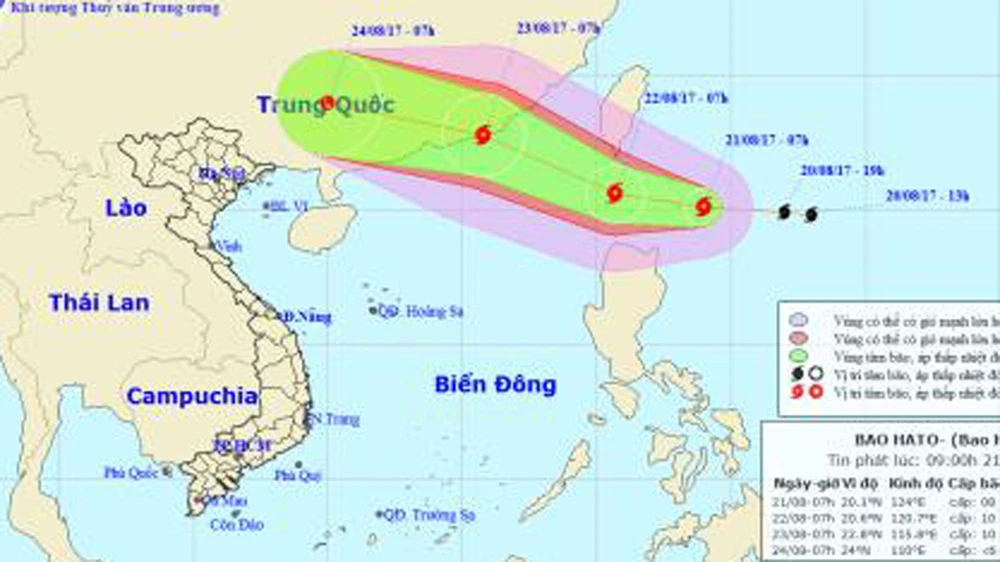 Bão HATO gần Biển Đông có xu hướng mạnh thêm ảnh 1 Bão HATO gần Biển Đông có xu hướng mạnh thêm ảnh 1