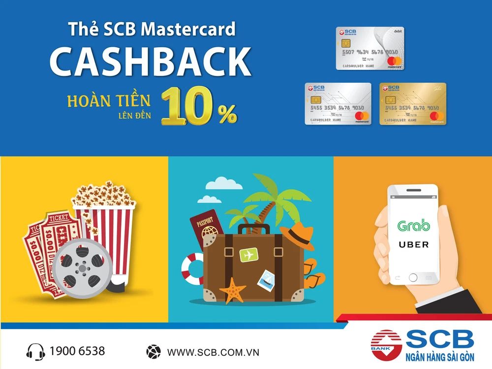 SCB hoàn tiền đến 10% tất cả giao dịch khi thanh toán bằng Thẻ Quốc tế SCB Mastercard Cashback 