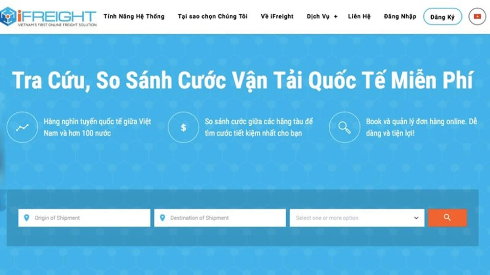 Giao diện một phần trang web của iFreight 