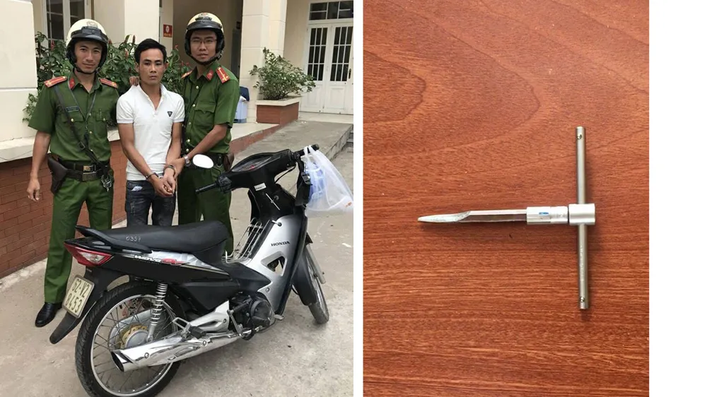 Đối tượng Hải thời điểm bị khống chế và tang vật thu giữ