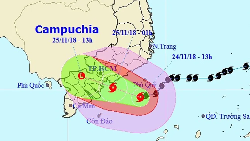  Bão giật cấp 12 đang tiến vào Nam Bình Thuận - Bến Tre ảnh 1