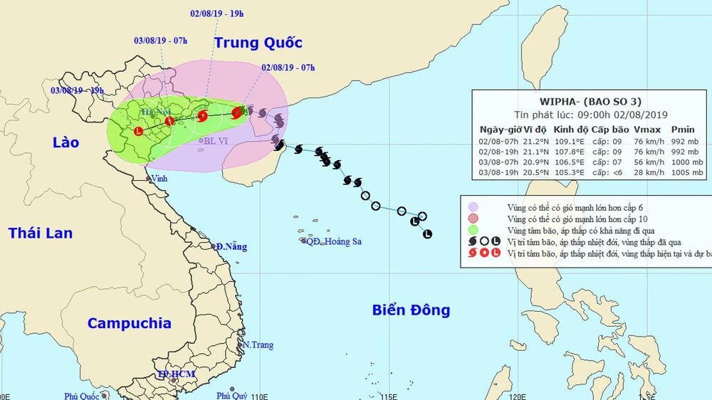 Chiều tối ngày 2-8, bão số 3 giật cấp 12 đi vào vùng biển Quảng Ninh - Hải Phòng ảnh 1 Chiều tối ngày 2-8, bão số 3 giật cấp 12 đi vào vùng biển Quảng Ninh - Hải Phòng ảnh 1