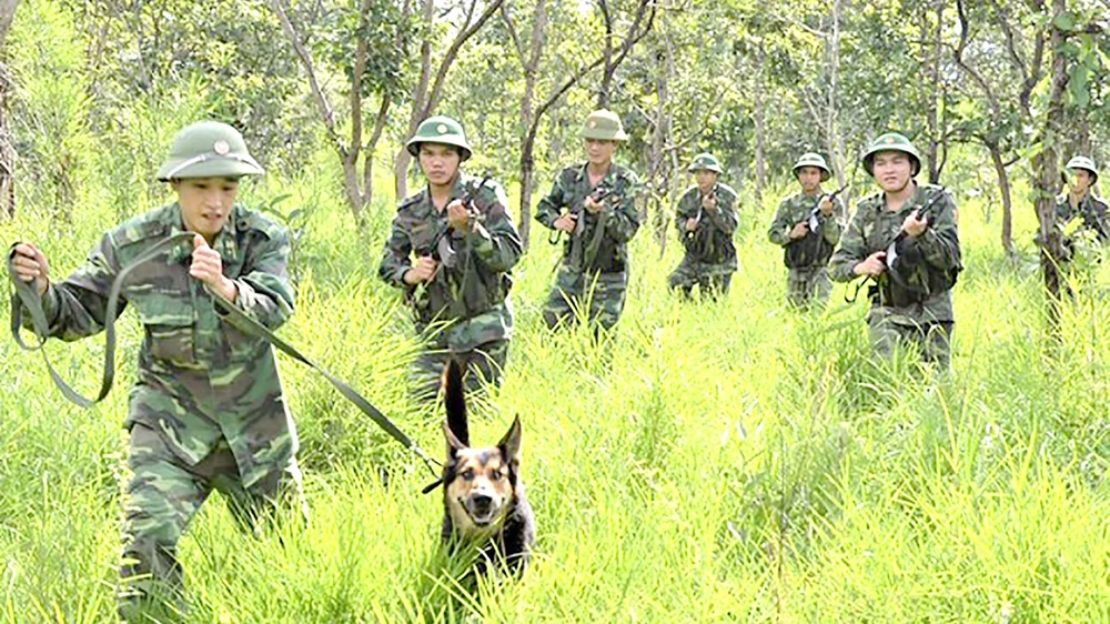 Cán bộ, chiến sĩ đơn vị Cụm cơ động chó nghiệp vụ 3 huấn luyện cảnh khuyển mật phục bắt tội phạm ma túy 