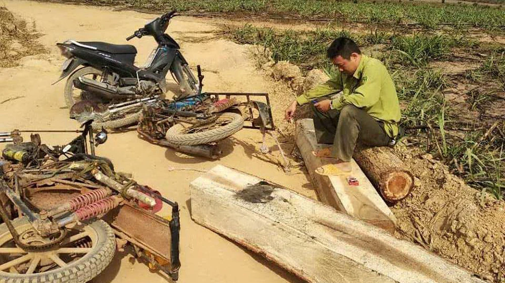 Hiện trường kiểm lâm Ngô Lê Nhật Tiến chặn bắt gỗ lậu bị lâm tặc hành hung