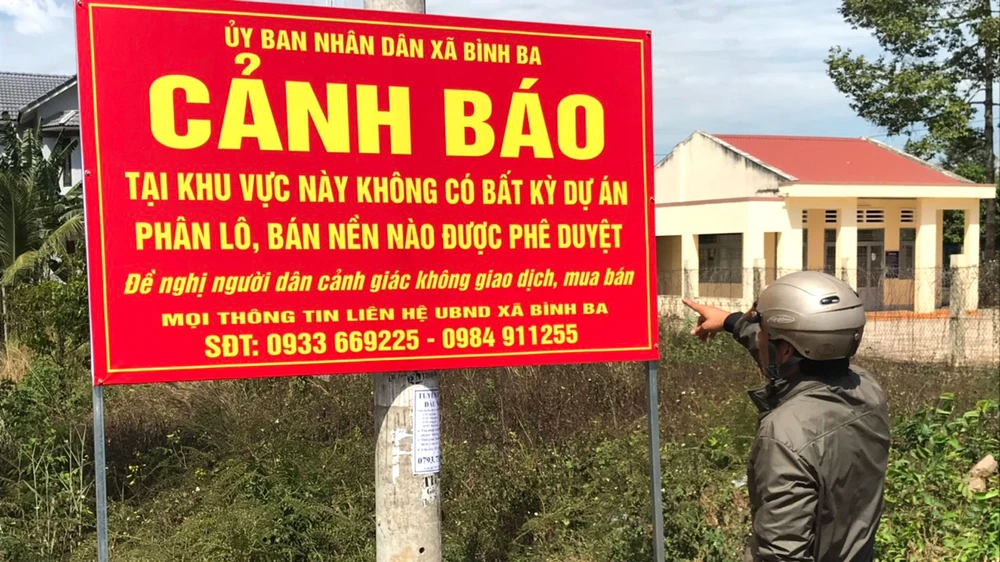 Chính quyền huyện Châu Đức cảnh báo về “dự án ma” ở xã Bình Ba