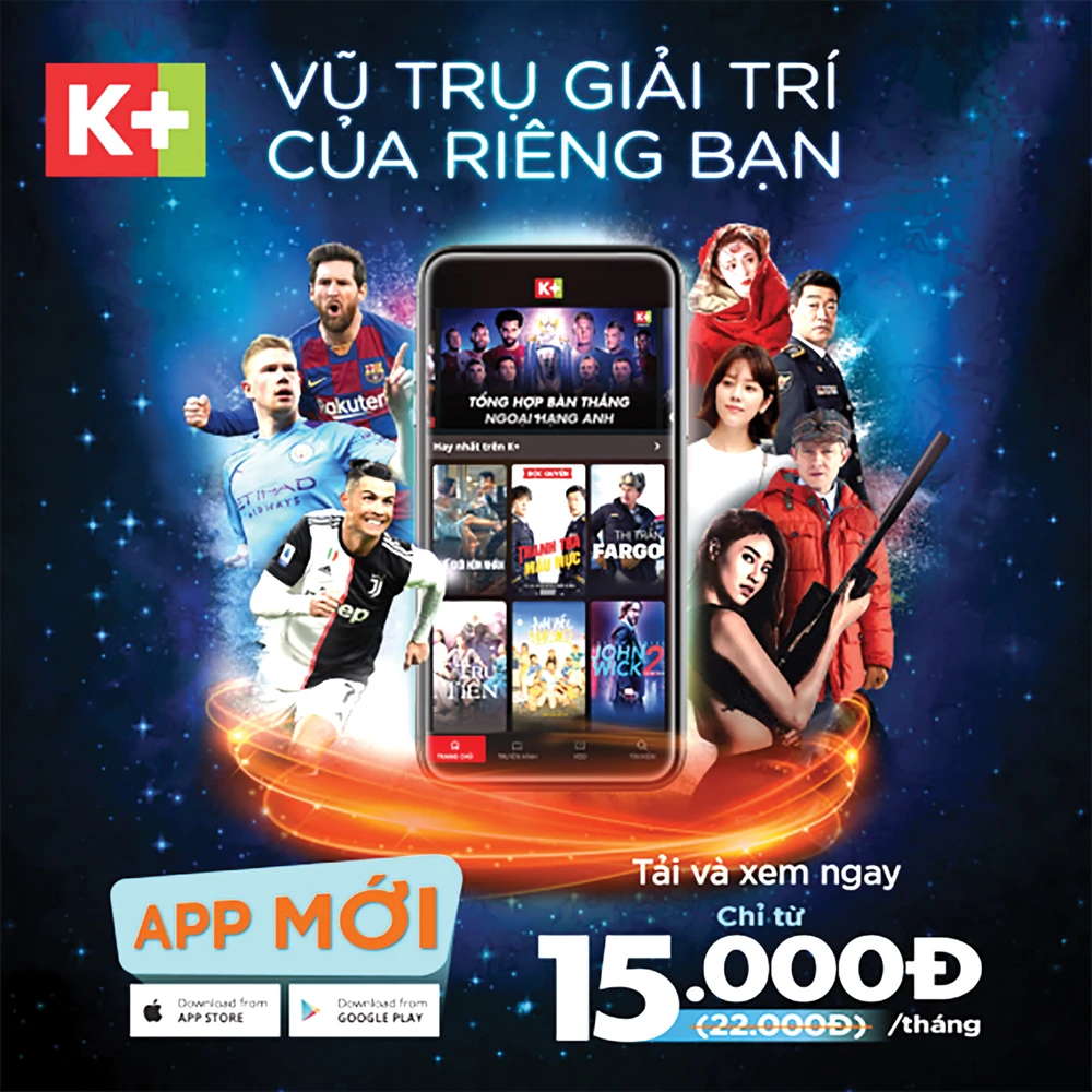 Ra mắt app K+ mới với 5 gói thuê bao linh hoạt