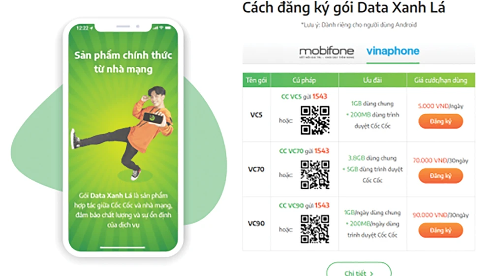 Cốc Cốc cùng Vinaphone, MobiFone ra mắt gói cước 3G/4G 