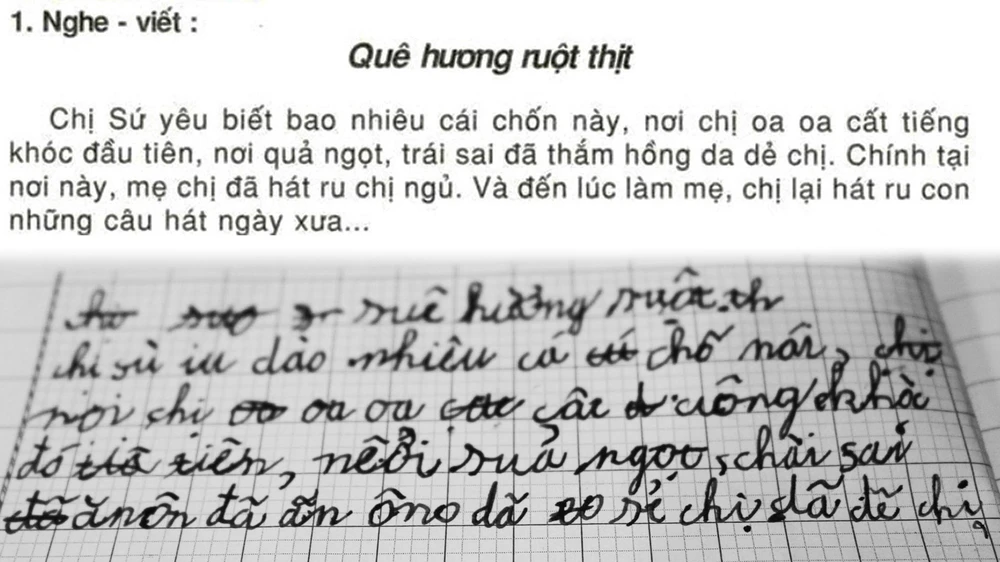  Bài nghe đọc và viết lại của em N.V.A. (học sinh lớp 3 tại quận 8) 