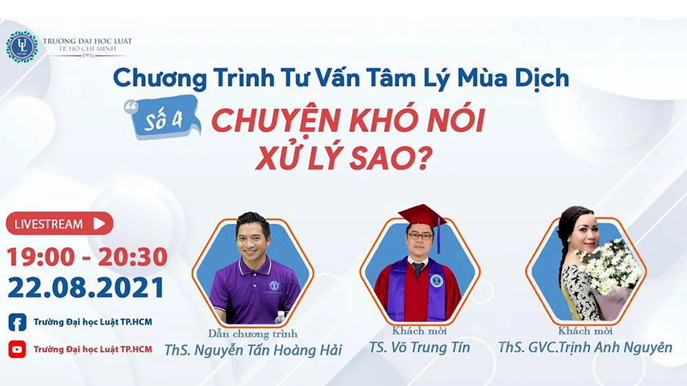 Poster chương trình tư vấn tâm lý mùa dịch số 4 của Trường Đại học Luật TPHCM