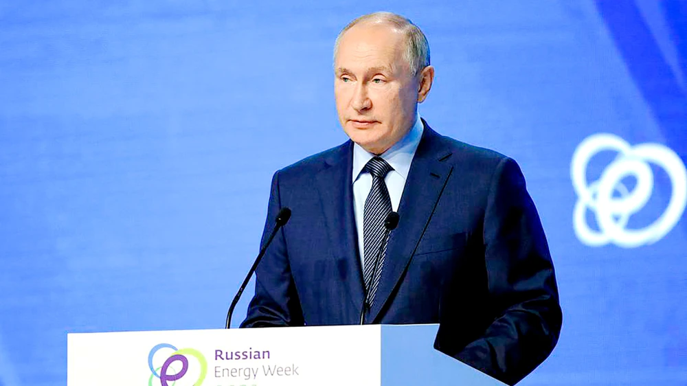 Tổng thống Nga Vladimir Putin phát biểu tại Diễn đàn “Tuần lễ năng lượng Nga” lần thứ IV