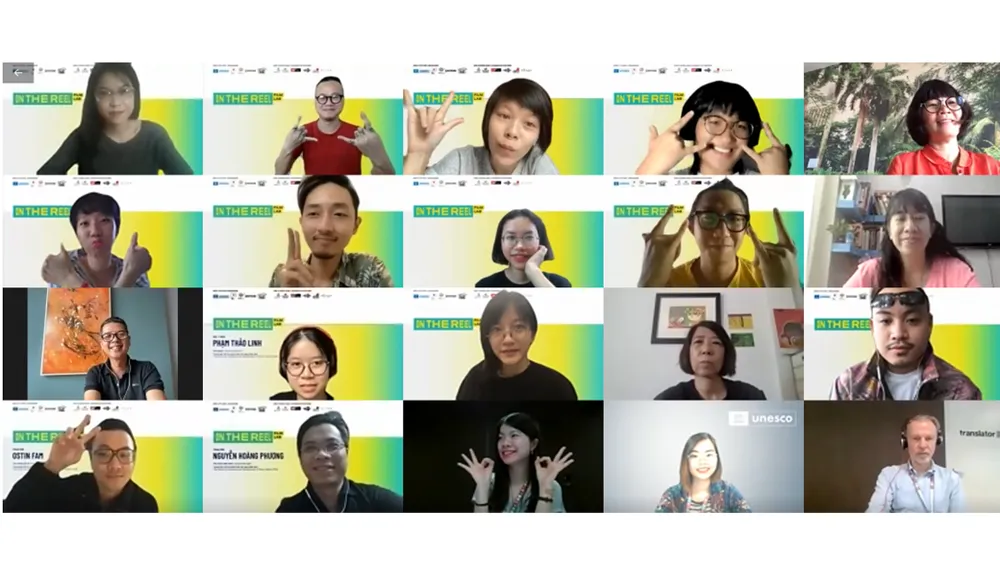 Hình ảnh tại lễ bế giảng trực tuyến khoa học "On The Reel Film Lab ngày 27-10-2021. Ảnh: BTC
