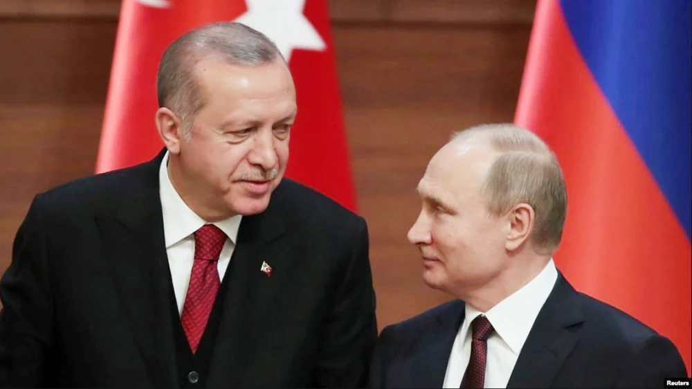 Tổng thống Thổ Nhĩ Kỳ Recep Tayyip Erdogan và Tổng thống Nga Vladimir Putin. Ảnh: Reuters