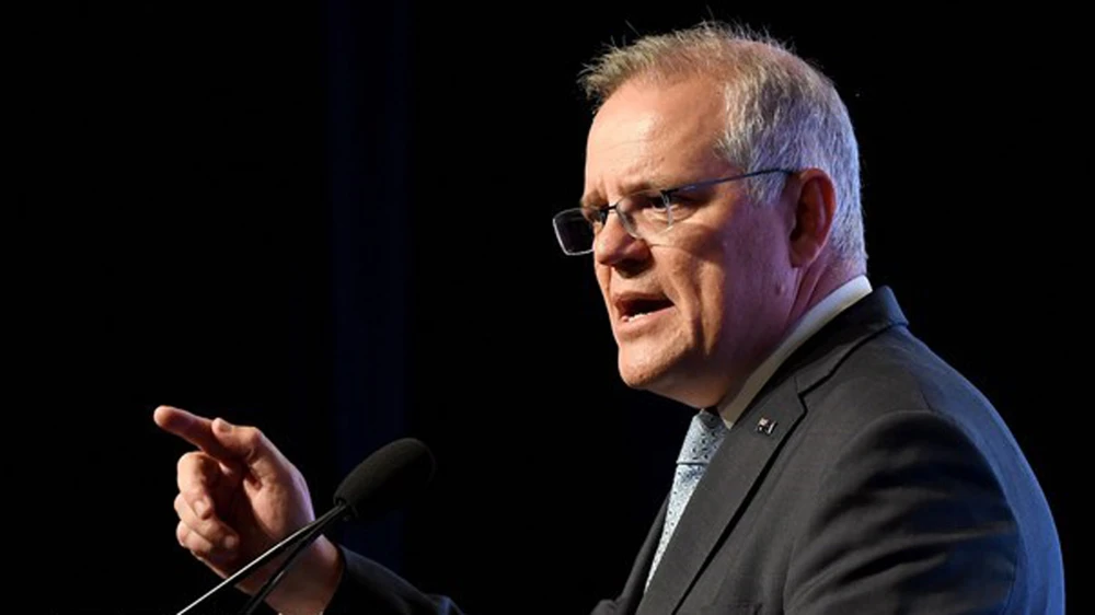 Thủ tướng Australia Scott Morrison phát biểu tại một sự kiện ở thành phố Melbourne