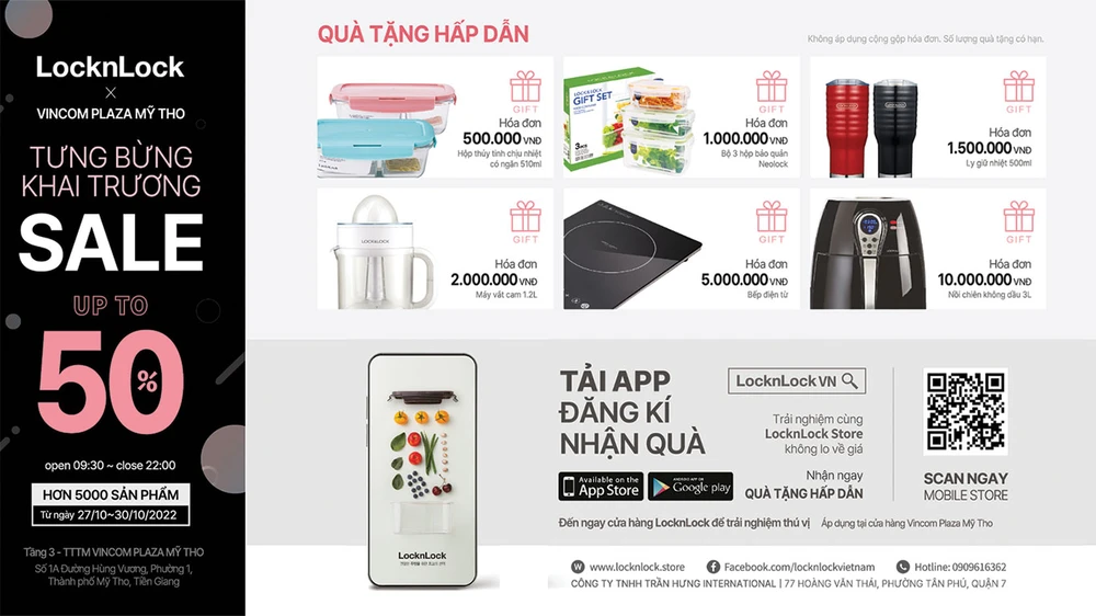 Quà tặng hấp dẫn tại cửa hàng LocknLock Vincom Plaza Mỹ Tho