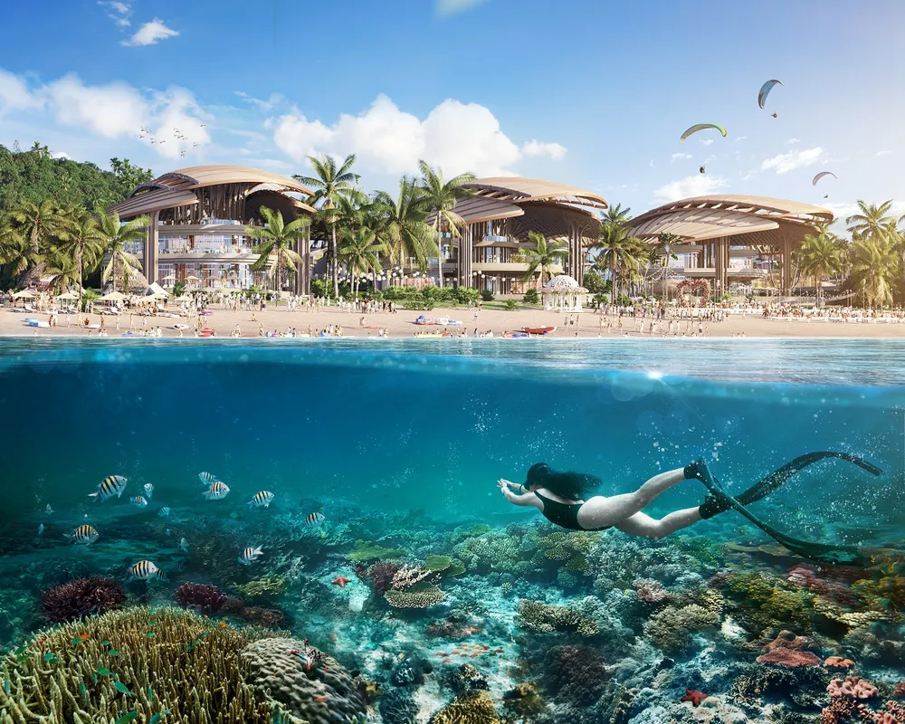 Tổ hợp sẽ được phát triển theo mô hình RD&E+. Ảnh phối cảnh minh họa Sun Property Tổ hợp sẽ được phát triển theo mô hình RD&E+. Ảnh phối cảnh minh họa Sun Property