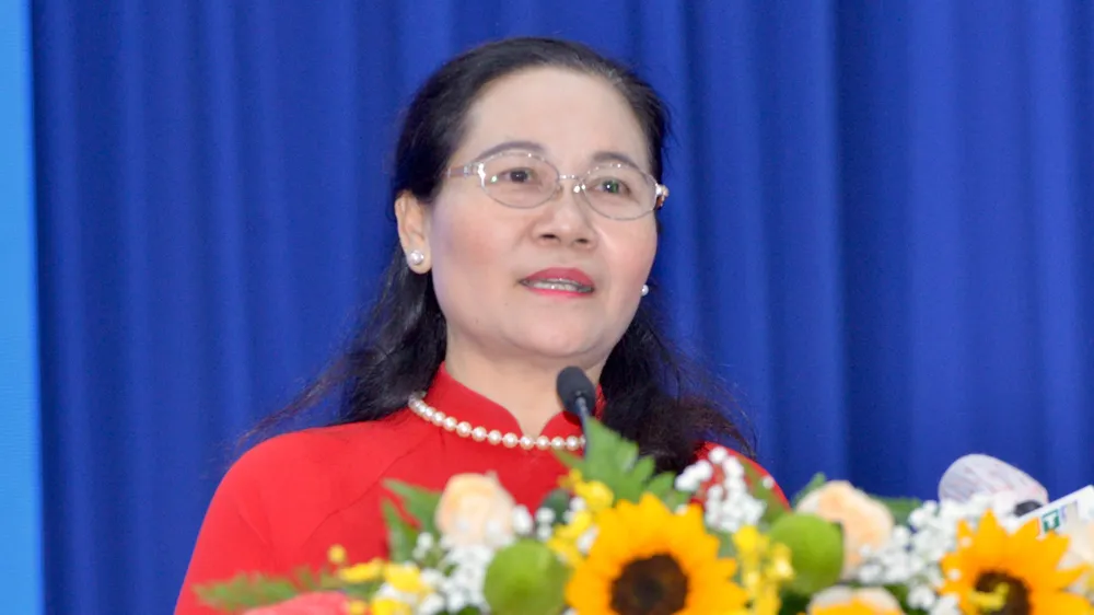 Chủ tịch HĐND TPHCM Nguyễn Thị Lệ phát biểu tại buổi lễ. Ảnh: CAO THĂNG Chủ tịch HĐND TPHCM Nguyễn Thị Lệ phát biểu tại buổi lễ. Ảnh: CAO THĂNG