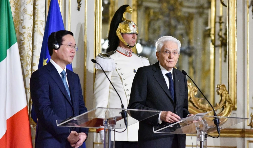  Chủ tịch nước Võ Văn Thưởng và Tổng thống Sergio Mattarella chủ trì họp báo chung. Nguồn: VOV