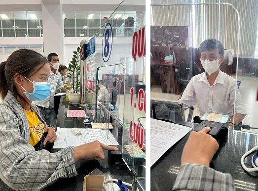 Người dân làm thủ tục BHXH tại bộ phận một cửa, BHXH tỉnh Bình Dương