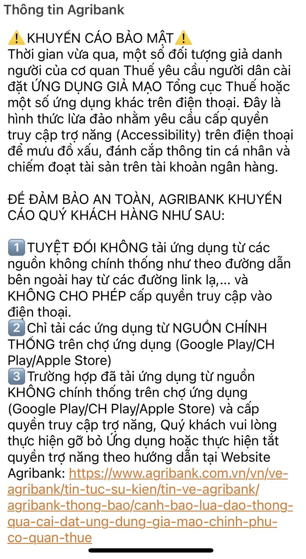 Ngân hàng Agribank cảnh báo thủ đoạn lừa đảo qua ứng dụng giả mạo Ngân hàng Agribank cảnh báo thủ đoạn lừa đảo qua ứng dụng giả mạo