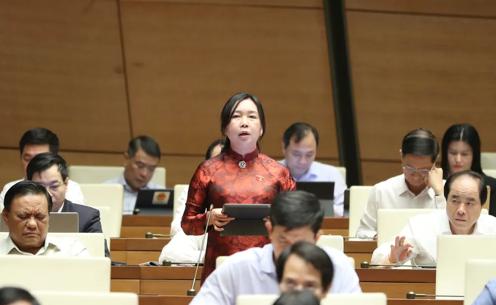 Đại biểu Lý Tiết Hạnh (Bình Định) chất vấn sáng 8-11. Ảnh: QUANG PHÚC Đại biểu Lý Tiết Hạnh (Bình Định) chất vấn sáng 8-11. Ảnh: QUANG PHÚC