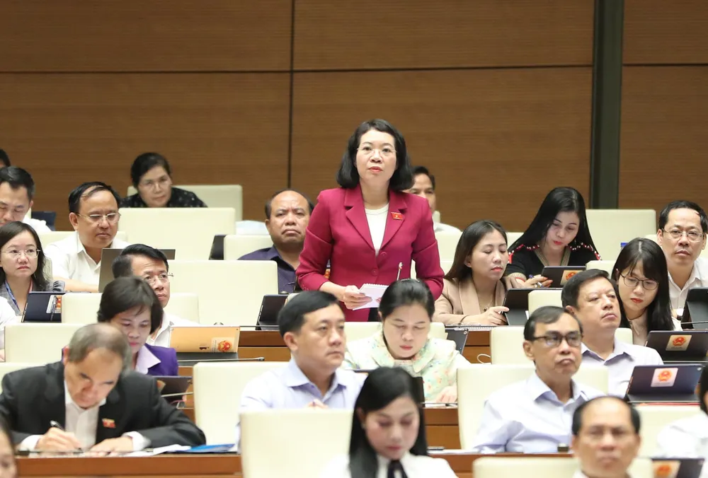 Đại biểu Mai Thị Phương Hoa (Nam Định) chất vấn sáng 8-11. Ảnh: QUANG PHÚC Đại biểu Mai Thị Phương Hoa (Nam Định) chất vấn sáng 8-11. Ảnh: QUANG PHÚC