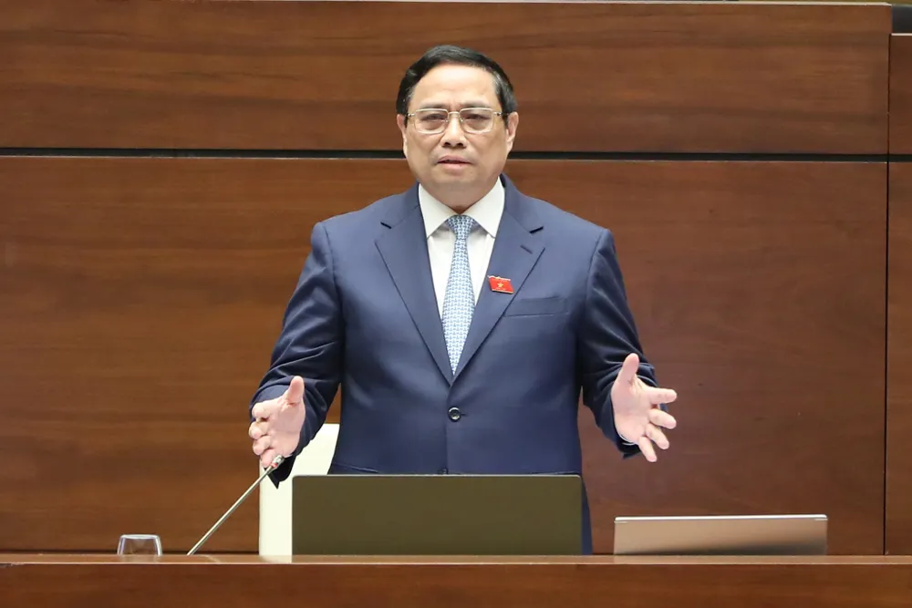 Thủ tướng Phạm Minh Chính trả lời chất vấn tại phiên họp sáng 8-11. Ảnh: QUANG PHÚC Thủ tướng Phạm Minh Chính trả lời chất vấn tại phiên họp sáng 8-11. Ảnh: QUANG PHÚC