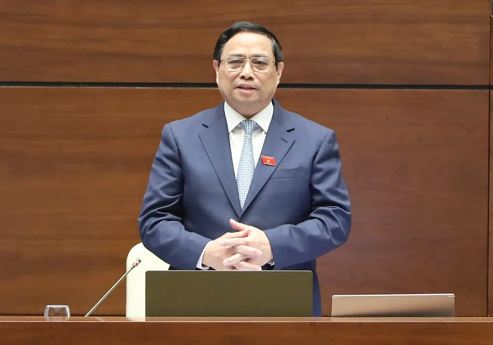 Thủ tướng Phạm Minh Chính trả lời chất vấn tại phiên họp sáng 8-11 . Ảnh: QUANG PHÚC Thủ tướng Phạm Minh Chính trả lời chất vấn tại phiên họp sáng 8-11 . Ảnh: QUANG PHÚC