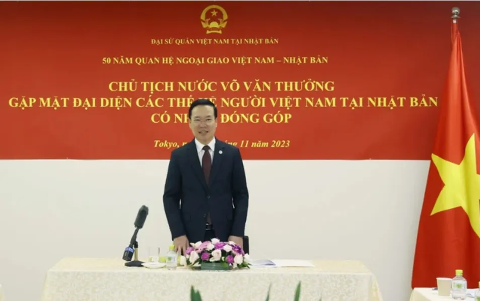 Chủ tịch nước Võ Văn Thưởng phát biểu tại buổi gặp mặt. Ảnh: TTXVN Chủ tịch nước Võ Văn Thưởng phát biểu tại buổi gặp mặt. Ảnh: TTXVN