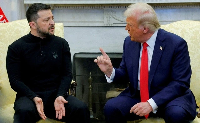 Tổng thống Zelensky và Tổng thống Trump tại Nhà Trắng hôm 28-2: Ảnh: REUTERS