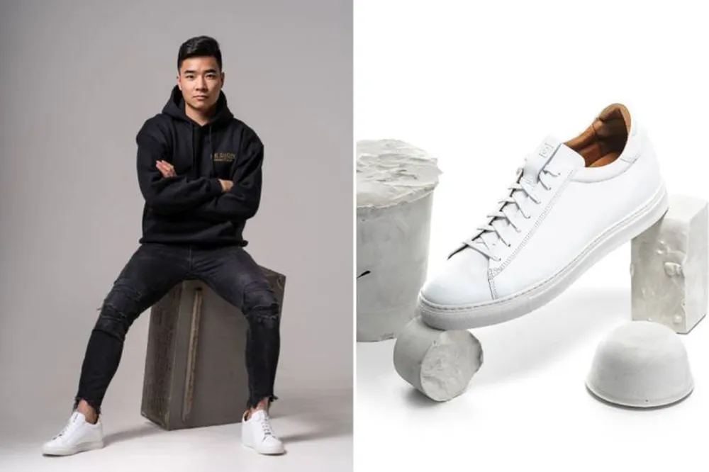 Viet Do Pham với sản phẩm giày tăng chiều cao Dopham's. Ảnh: NVCC