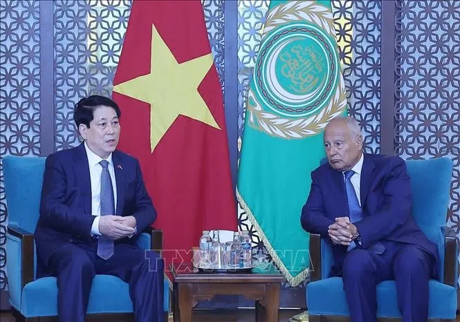 Chủ tịch nước Lương Cường gặp Tổng Thư ký Liên đoàn Arab Ahmed Aboul Gheit. Ảnh: TTXVN 4.jpg