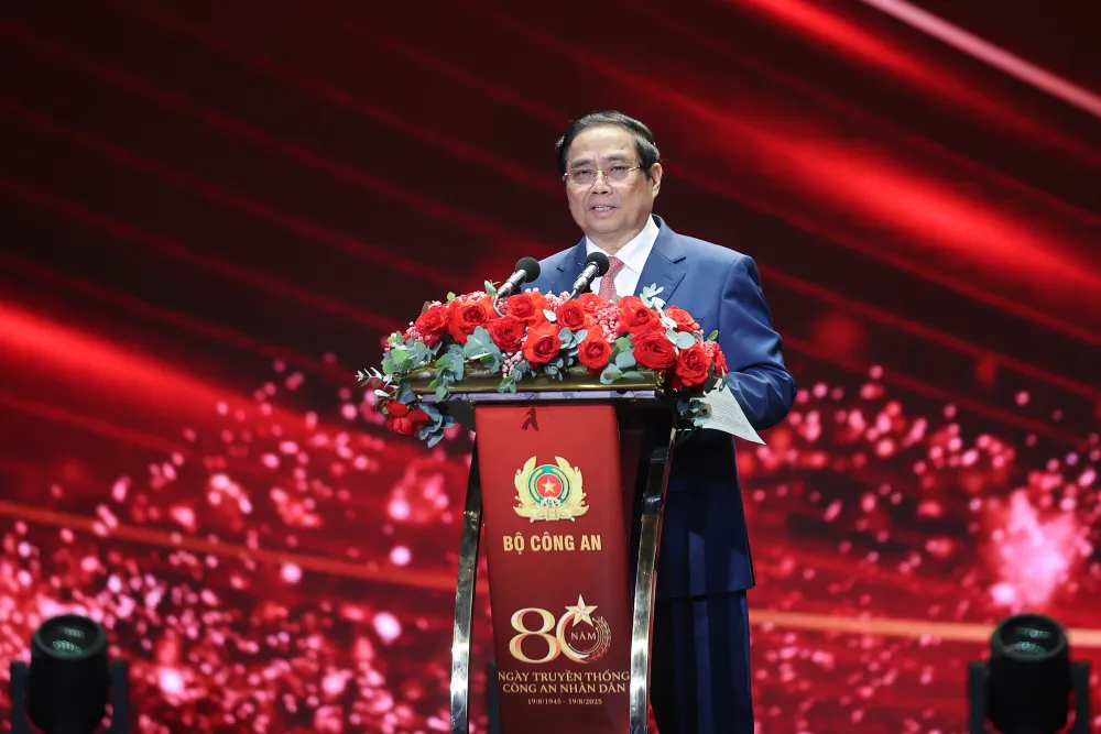 Thủ tướng Chính phủ Phạm Minh Chính: Trong giai đoạn đất nước đổi mới và hội nhập quốc tế, vai trò của lực lượng Công an nhân dân càng trở nên quan trọng. Ảnh VGP 4.jpg