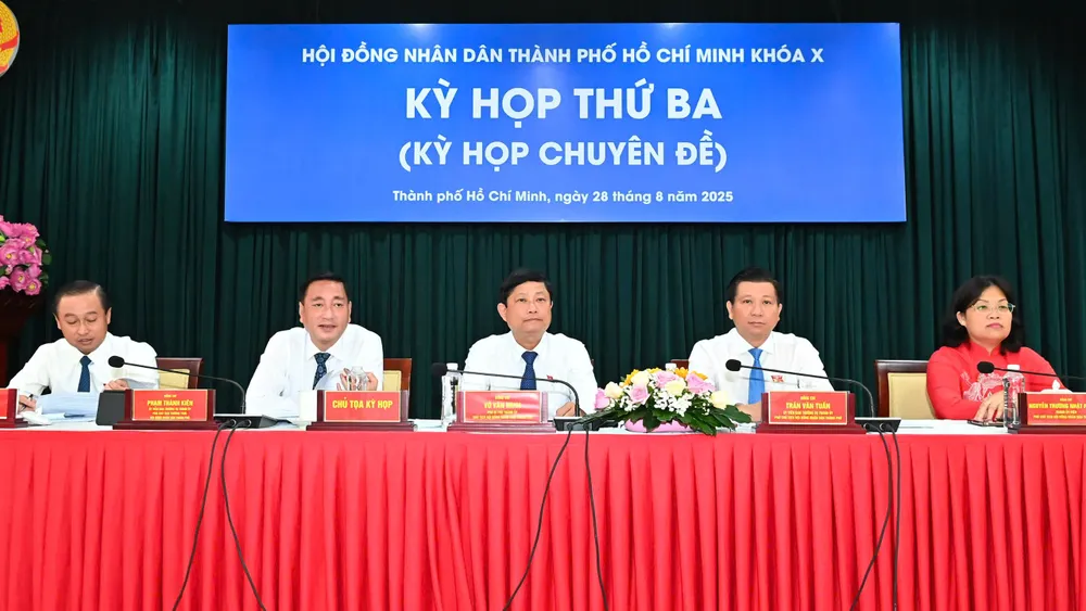 Các đồng chí Thường trực HĐND TPHCM. Ảnh VIỆT DŨNG