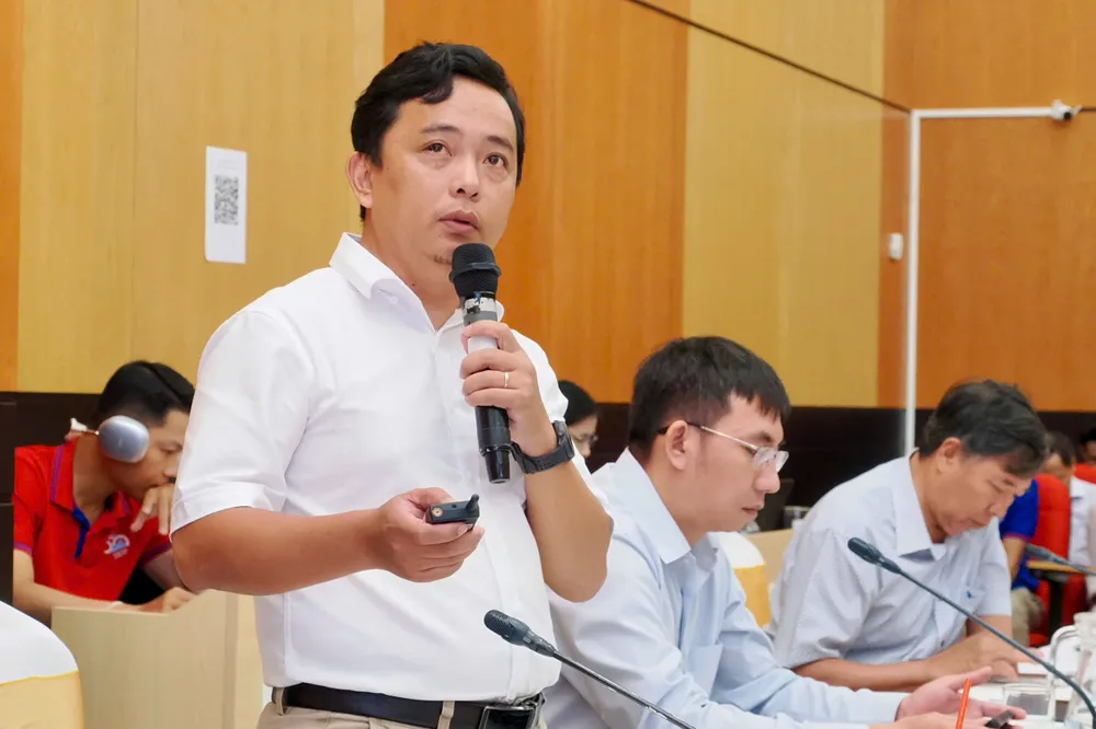 Ông Nguyễn Việt Trung, Phó Tổng Giám đốc Công ty cổ phần Giáo dục KDI, trình bày tham luận tại toạ đàm. Ảnh: HOÀNG HÙNG Viet trung.jpg