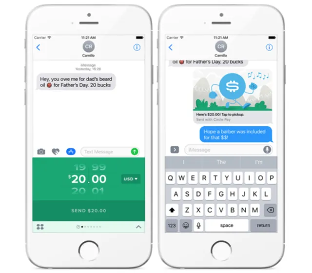 Đến lượt các công ty Mỹ phải đi copy từ Trung Quốc ảnh 3 Tính năng chuyển tiền trên iMessage, một tính năng mà WeChat đã có từ lâu.