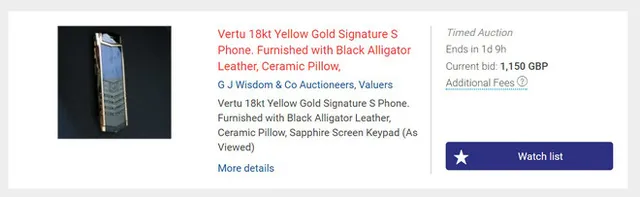 Vertu phá sản, phải rao bán điện thoại 20.000USD với giá bằng 1/10 ảnh 3 Chiếc điện thoại dát vàng và được bọc da cá sấu nhưng chỉ có giá 1,500 USD.